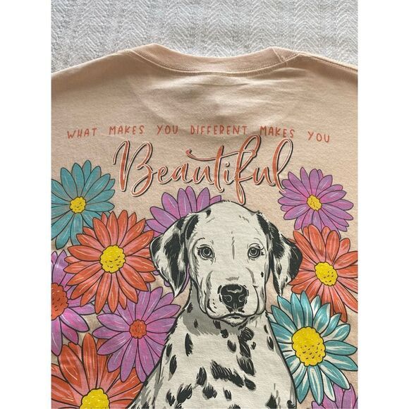 SIMPLY SOUTHERN Jr XL What Makes You Different Makes You Beautiful Dalmation Tee - Picture 3 of 10